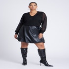 Sheer Sleeve V-Neck Sweater image number null