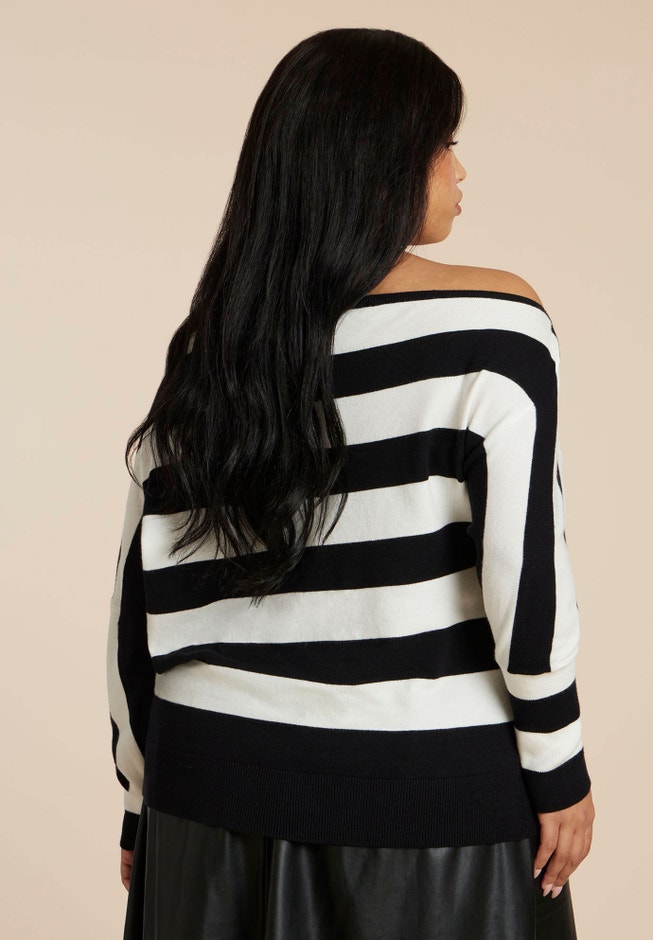 Asym Striped Sweater image number 1