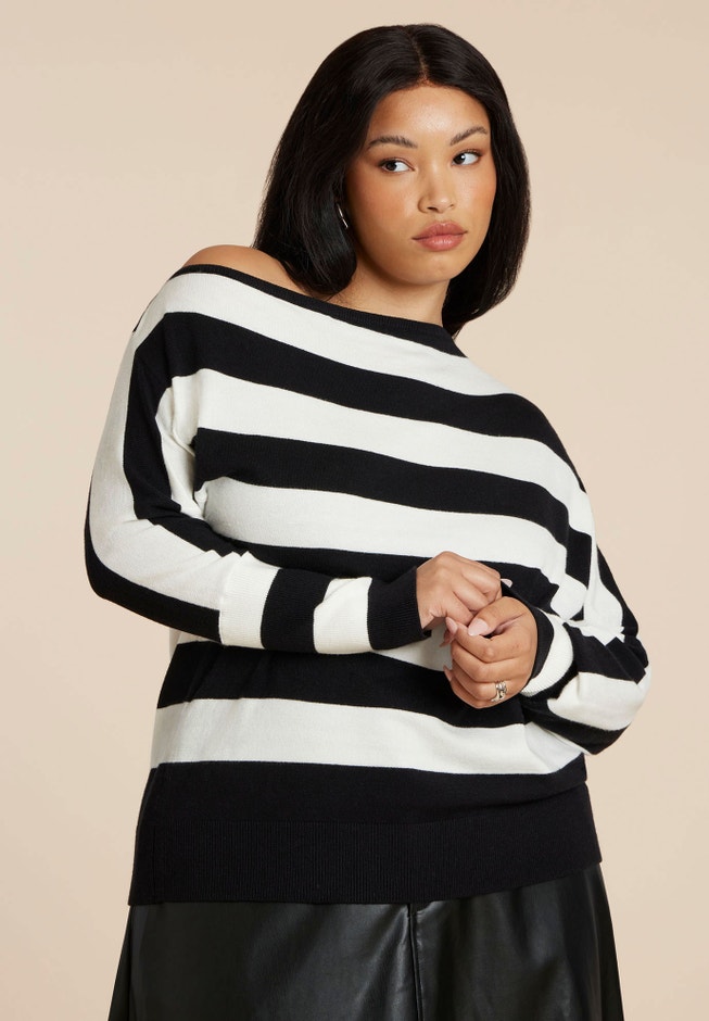 Asym Striped Sweater image number 0