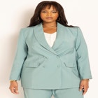 Double Breasted Longline Blazer With Shawl Collar image number null