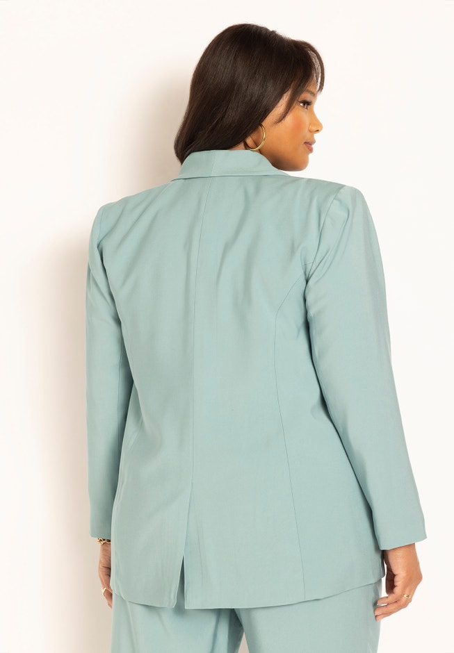 Double Breasted Longline Blazer With Shawl Collar image number null