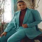 Double Breasted Longline Blazer With Shawl Collar image number null