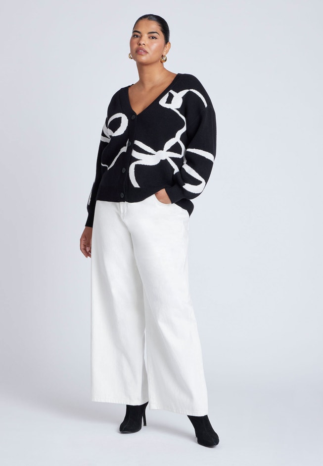 Bow Print Cardigan image number null