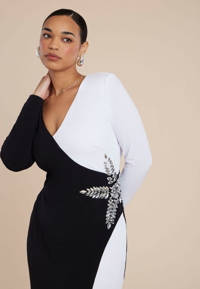 Colorblock Embellished Maxi Dress image number 1