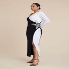 Colorblock Embellished Maxi Dress image number null