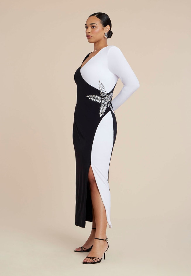 Colorblock Embellished Maxi Dress image number 4