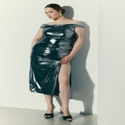 Twist Neck Lame Maxi Dress image number null