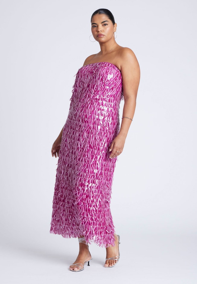 Strapless Paillette Dress | ELOQUII Strapless Paillette Dress | ELOQUII