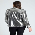 Metallic Button Up Top With Shoulder Pad image number null