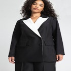 Cinched Blazer With Contrast Lapel image number null