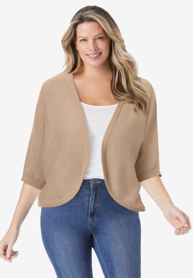 Rib Trim Cardigan Shrug image number 6
