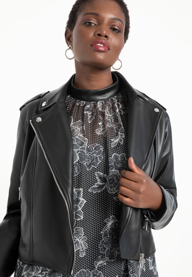 Faux Leather Moto Jacket image number 0