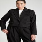 Barkwood x ELOQUII Faux Suede Crop Jacket With Pocket Details image number null