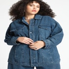 Barkwood x ELOQUII Oversized Embellished Denim Jacket image number null