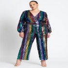 Multicolor Stripe Sequin Jumpsuit image number null