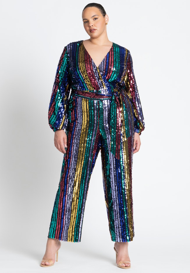 Multicolor Stripe Sequin Jumpsuit image number 2