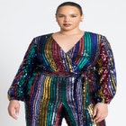 Multicolor Stripe Sequin Jumpsuit image number null