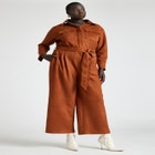 Barkwood x ELOQUII Faux Suede Jumpsuit With Belt image number null