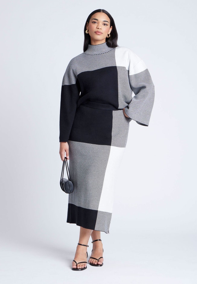 Mock Neck Intarsia Sweater image number 2
