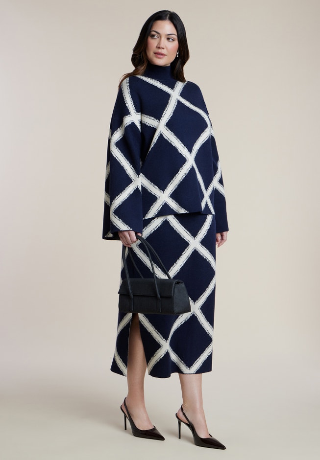 Mock Neck Intarsia Sweater image number 2