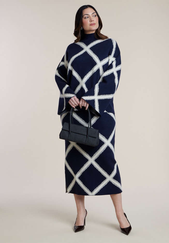 Mock Neck Intarsia Sweater image number 3