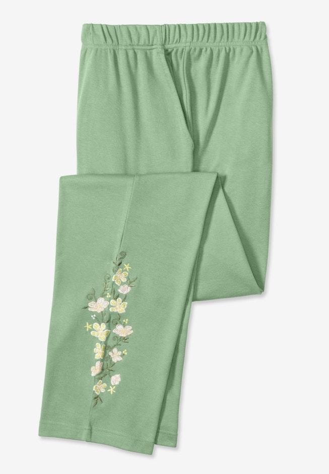 Women’s Plus-Size 7-Day Knit Embroidered Straight-Leg Pull-On Pants image number 3