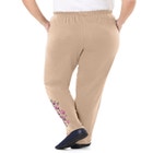 7-Day Knit Embroidered Straight-Leg Pull-On Pants image number null