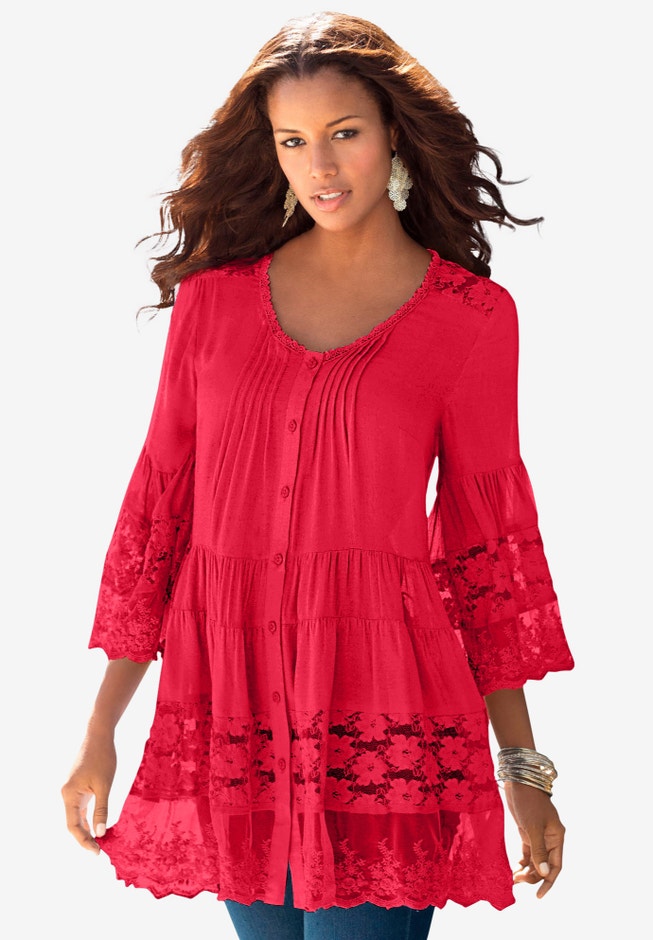 Lace Illusion Blouse image number 4