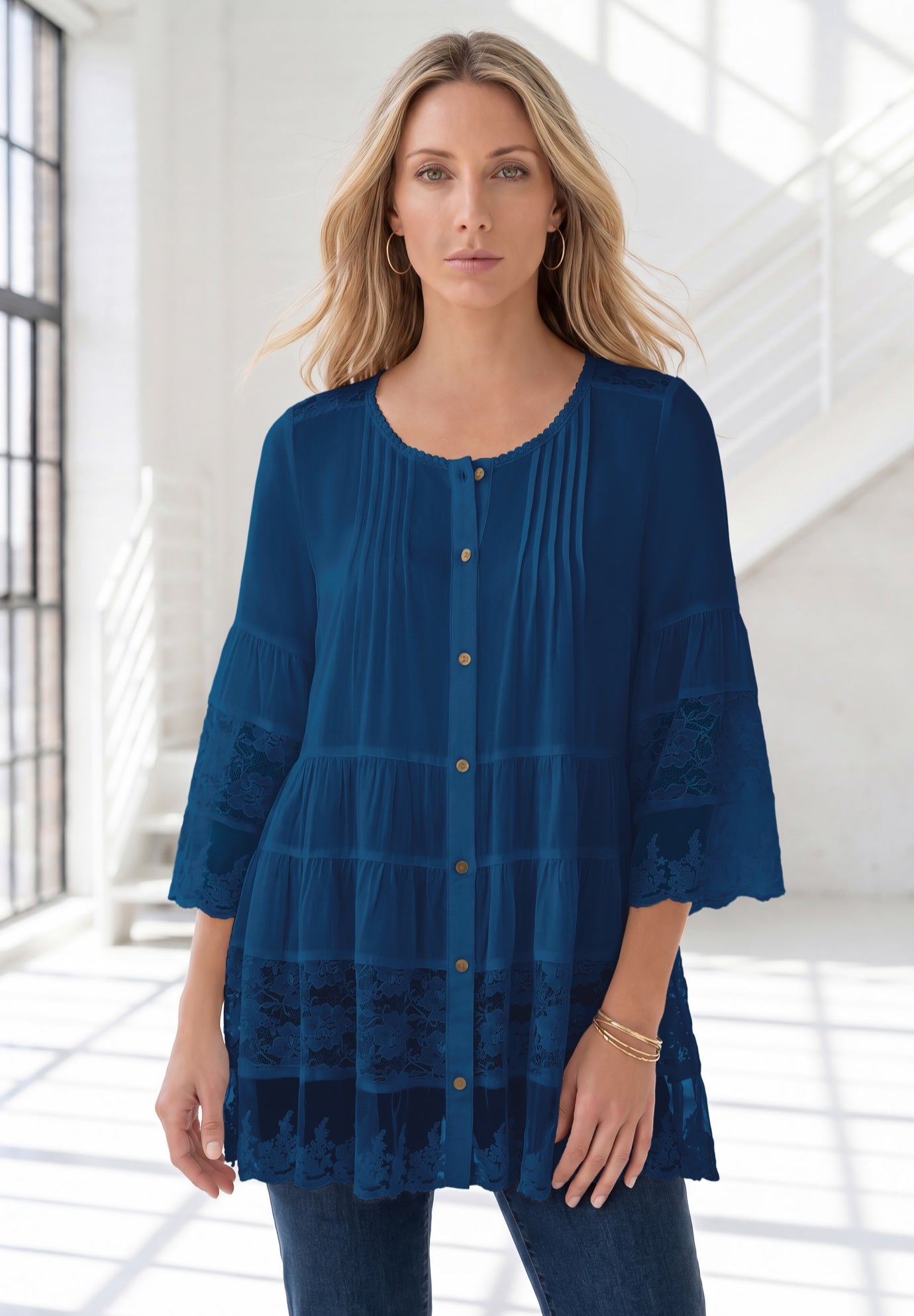 Lace Illusion Blouse image number 0