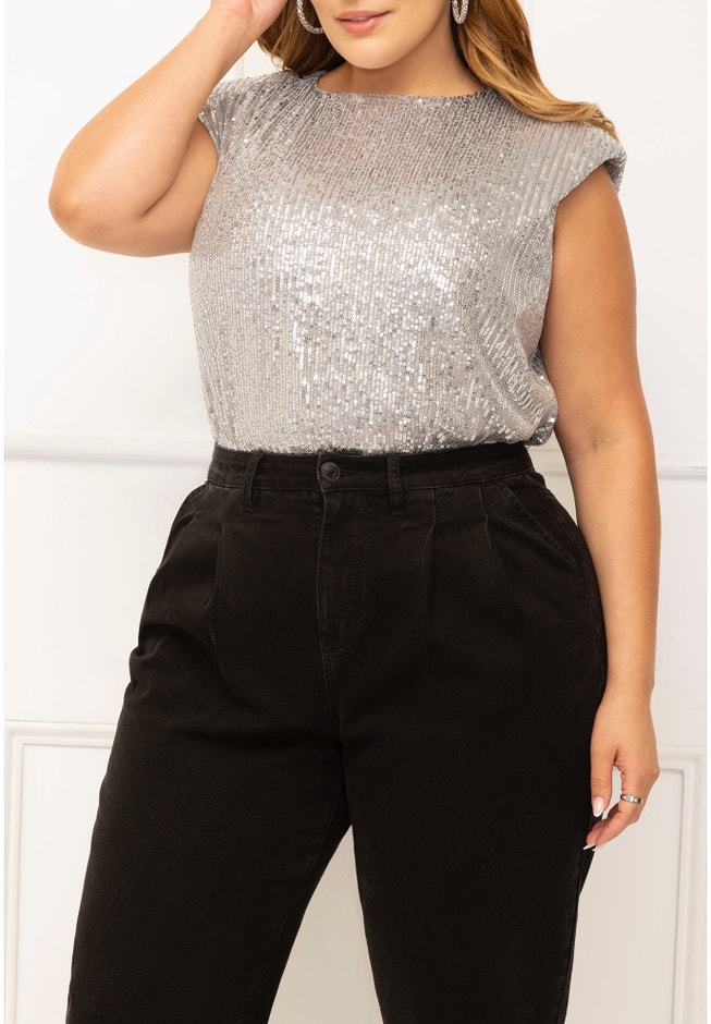ELOQUII Elements Sequin Tee image number 0