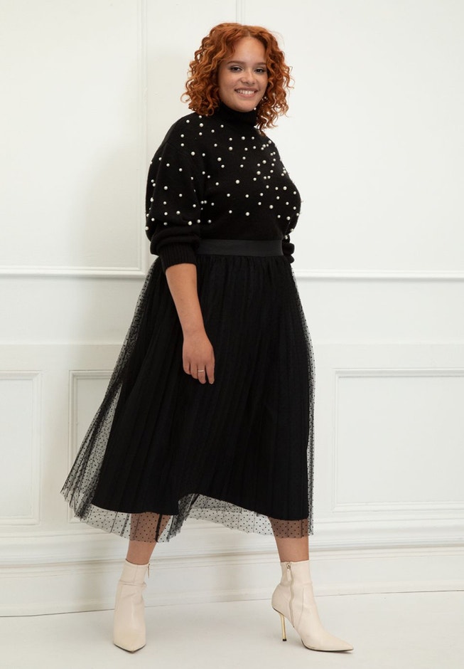 ELOQUII Elements Pearl Embellished Sweater image number null