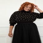 ELOQUII Elements Pearl Embellished Sweater image number null