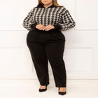 ELOQUII Elements 1/3 Zip Houndstooth Sweater image number null