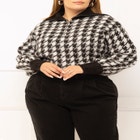 ELOQUII Elements 1/3 Zip Houndstooth Sweater image number null