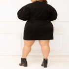 ELOQUII Elements Puff Sleeve Denim Jacket Dress image number null