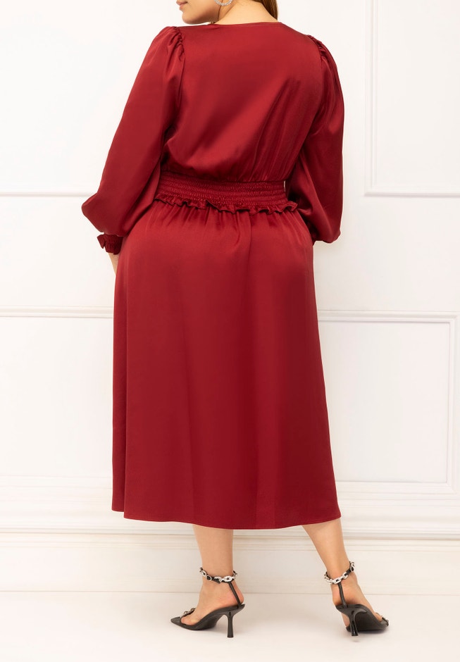 ELOQUII Elements Smocked Waist Midi Dress image number 1