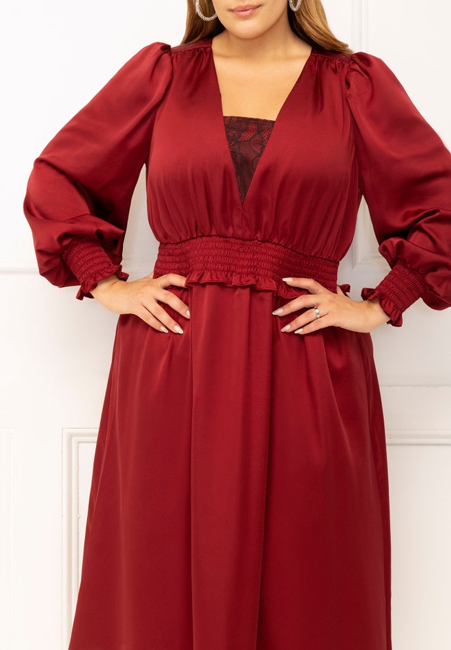 ELOQUII Elements Smocked Waist Midi Dress image number 2