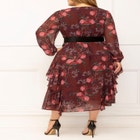 ELOQUII Elements Chiffon Midi Dress With Velvet Belt image number null