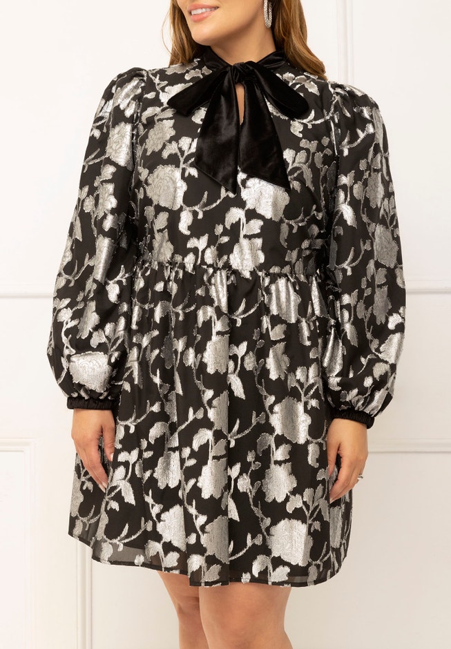 ELOQUII Elements Bow Neck Mini Dress image number null