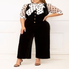 ELOQUII Elements Velvet Cropped Jumpsuit image number null