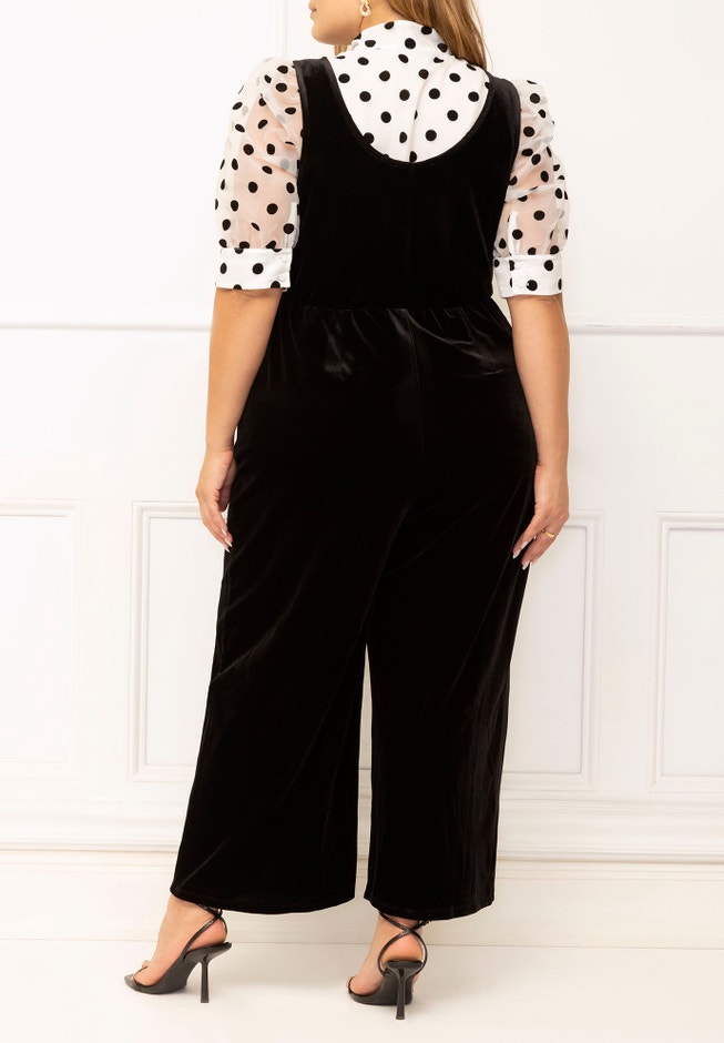 ELOQUII Elements Velvet Cropped Jumpsuit image number 2