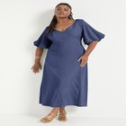 Puff-Sleeve Babydoll Maxi Dress image number null