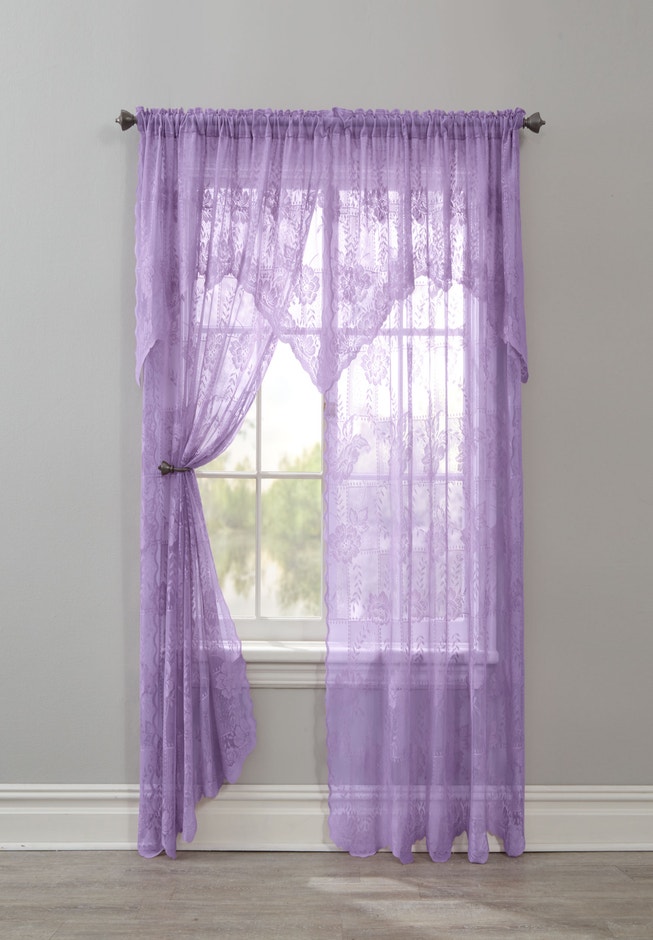 Ella Floral Lace Panel with Attached Valance image number 1