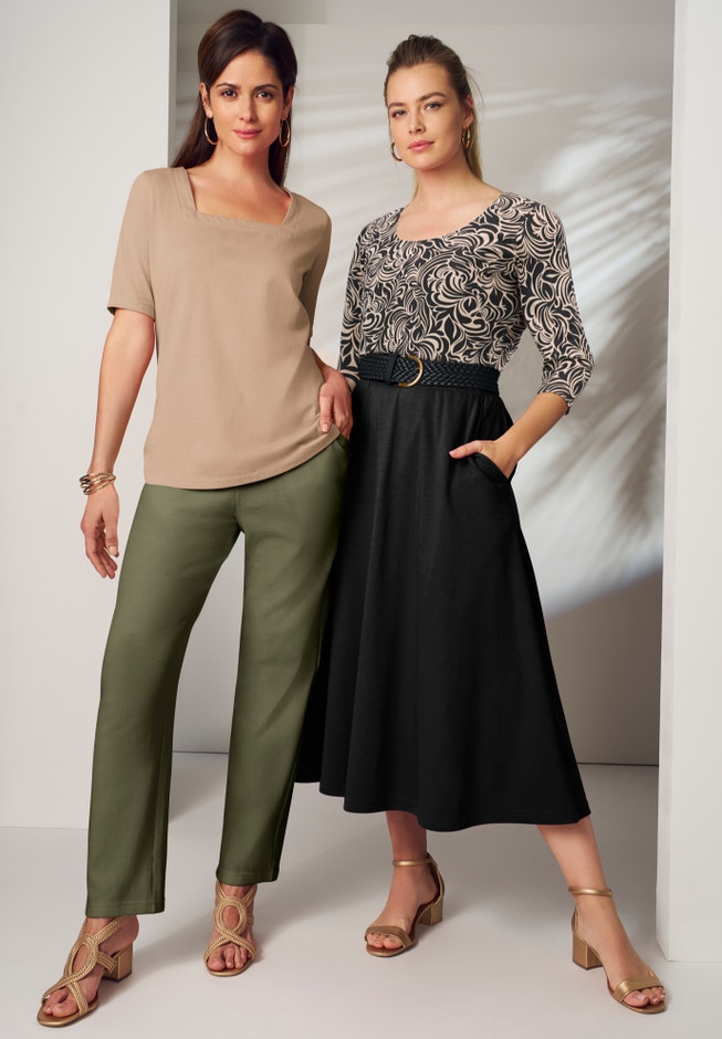 Soft Ease Cotton Knit Straight-Leg Pant image number 5