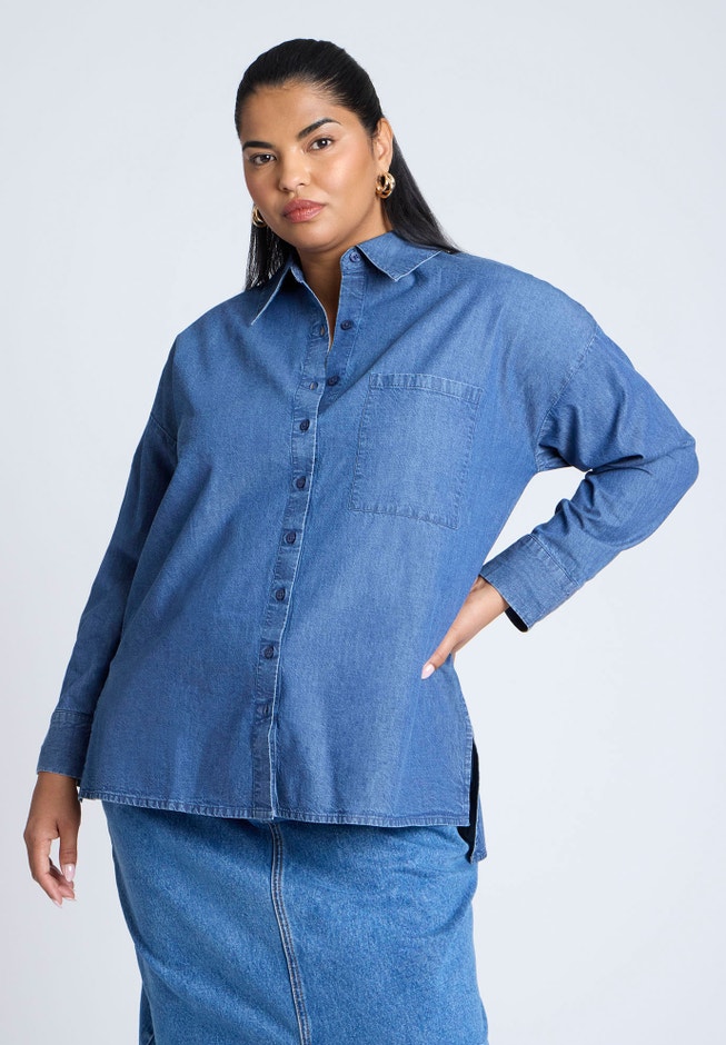 Oversized Chambray Top image number 0