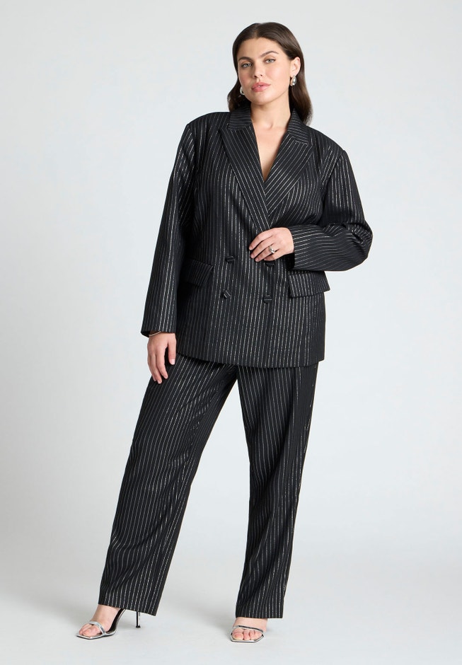 Shiny Pinstripe Blazer image number null