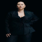 Shiny Pinstripe Blazer image number null