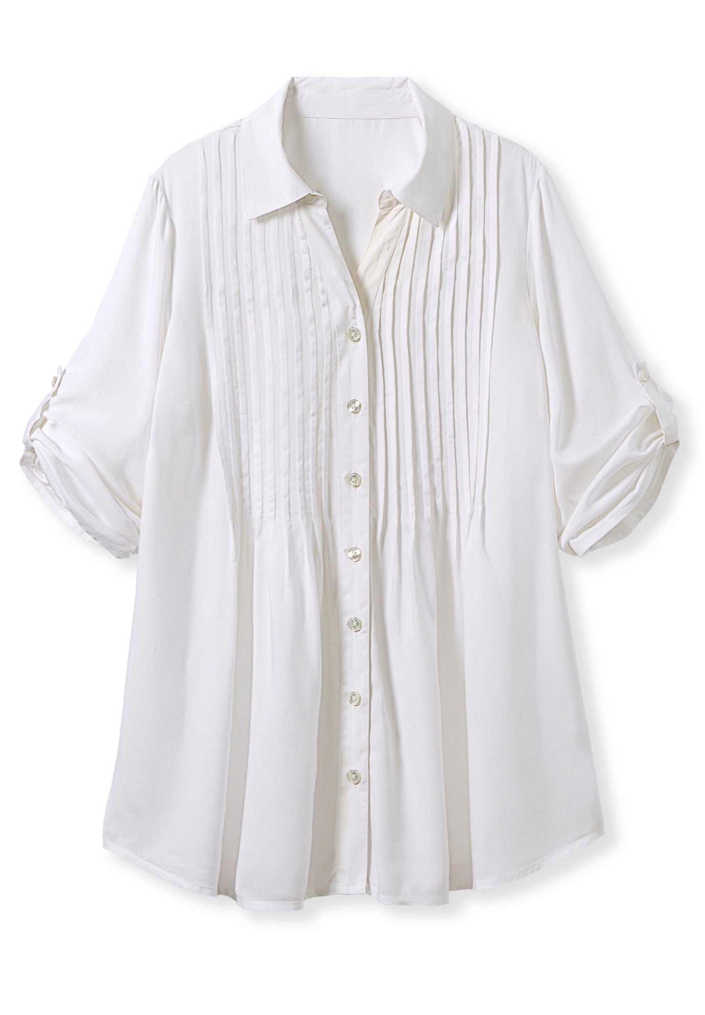 Rayon Pintucked Effortless Tunic Blouse image number 1