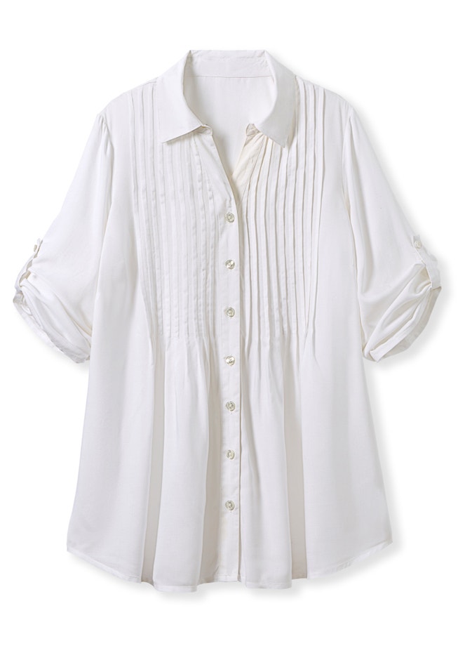Rayon Pintucked Effortless Tunic Blouse image number 1