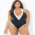 Plunge V-Neck One Piece Swimsuit image number null